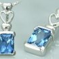 Radiant Cut London Blue Topaz Pendant Sterling Silver