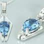 Pear Cut Swiss Blue Topaz Pendant Sterling Silver