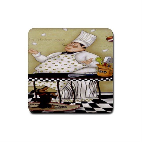 Juggling Chef Rubber Square Coaster (4 pack)