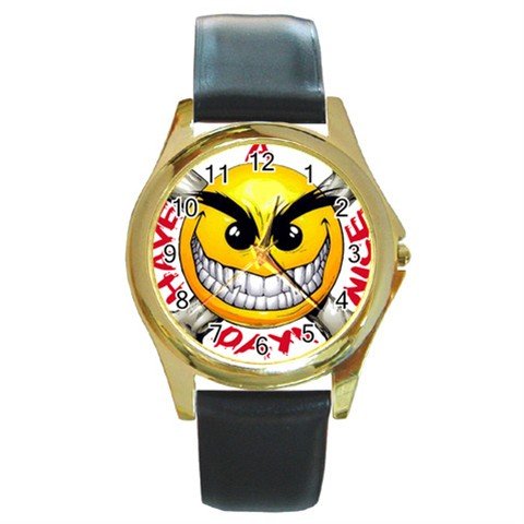 Have a Nice Day Round Gold Metal Watch
