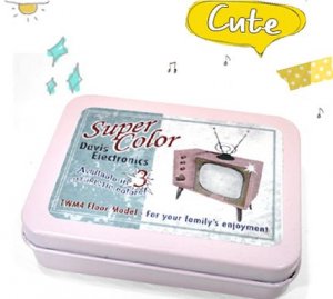 Sweet Retro Style Advertizement Pink Television For Business Cards Name Cards Little Trinkets