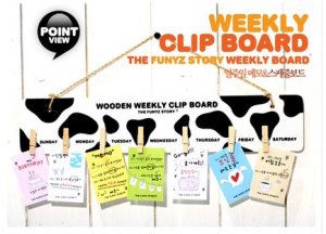 Cute Black White Cow Prints Design Weekly Messages Peg Note Memo Clipboard Holder