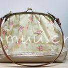 Sweet Zakka Style Big Pastel Yellow And Flowers Cotton Lace Trim Shoulder Bag