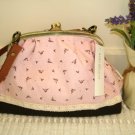 Sweet Zakka Style Big Light Rose Pink With Flowers And  Lace Trim Shoulder Bag