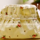 Sweet Zakka Style Cream Sweet Pink Red Roses Pattern Lace Cotton Pouch Small Bag