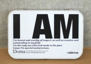 Retro Style I AM Inspirational Message Words Metal Box Business Name Cards Little Trinkets