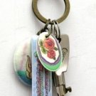 Sweet Teapot Roses Ribbon Pvc Padded Keychain