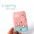 Cute Pink Panda Bear Cartoon Name Credit Card Case Holder