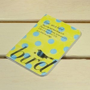 Retro Yellow With Blue Polka Dots Free As A Bird  Name Credit Card Case Holder