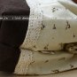 Sweet Zakka Style Big Cream With Dainty Brown Flowers Lace Trim Shoulder Bag