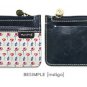 Lovely Blue Leather Linen Flowers Purse Card Holder Keychain
