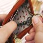 Lovely Brown Leather Linen Bird Purse Card Holder Keychain