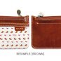 Lovely Brown Leather Linen Bird Purse Card Holder Keychain