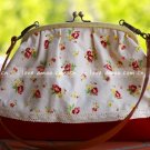 Sweet Zakka Style Big Red Flowers Lace Trim Shoulder Bag