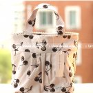 Lovely Zakka Cream Brown Cherry Fruits Cotton Tote Bag KEEP WARM Lunch Bag