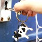 Fun Black White Cow Wooden Keychain