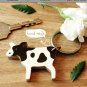 Fun Black White Cow Wooden Keychain