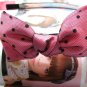 Pink Satin Like Lace Ribbon Bow Hairband Headband