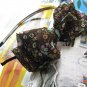 Brown Small Colorful Flowers Ribbon Bow Hairband Headband
