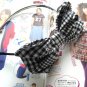 BIG Black White Checks Ribbon Bow Hairband Headband