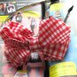 BIG Red White Checks Ribbon Bow Hairband Headband