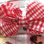 BIG Red White Checks Ribbon Bow Hairband Headband