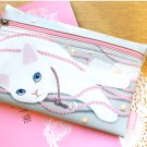 Lovely Jetoy White Cat Pink Pearl Make Up Case Big Purse