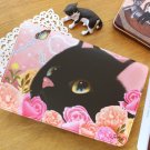Cute Jetoy Black Cat Pink Roses Multi Purpose Big Bank Passport Holder Case