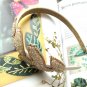 Ivory Beige Bridal Prom Leave Design Bow Hairband Headband