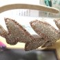 Ivory Beige Bridal Prom Leave Design Bow Hairband Headband
