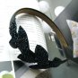 Elegant Navy Blue Beige Bridal Prom Leaves Bow Hairband Headband