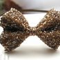 Brown Bridal Prom Rhinestones Ribbon  Bow Hairband Headband