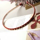 Red Thin Faux Suede Studs Hairband Headband