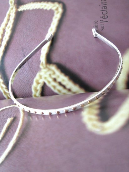 Cream White Thin Faux Suede Studs Hairband Headband