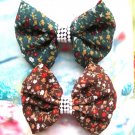Zakka Brown And Green Small Flowers Ribbon Hair Clip Hairclip