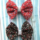 Zakka Black And Red Small Flowers Ribbon Hair Clip Hairclip