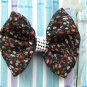 Zakka Black And Red Small Flowers Ribbon Hair Clip Hairclip