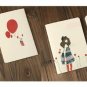 Zakka Mod Girl Red Balloons Flowers SMALL Notebook Journal 2 Designs