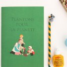 Retro Green School Children Garden Flower Notebook Journal