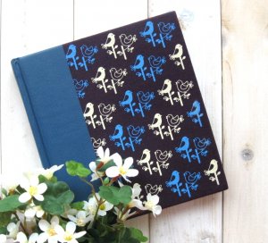 Zakka Artbox Blue Retro Birds Fabric Cover Notebook Scrapbook Journal