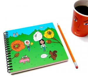 Retro Poppy Flower Character Animal Journal Notebook Scrapbook