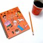 Retro Surreal Flowers Character Animal Journal Notebook Scrapbook