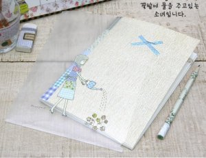 Zakka Blue Country Lace Scrapbook Notebook Journal With Folder