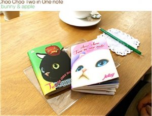 Jetoy Cats 2 In 1 Small Notebook Sketchbook Journal - Bunny And Apple