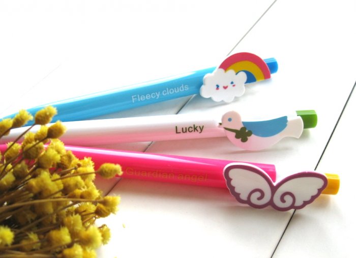 Zakka Rainbow Clouds Bird Animal Ballpoint Pens 3's