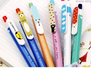 Kawaii Colorful Cloud Cat Dog Animal Message Ballpoint Pens 6's