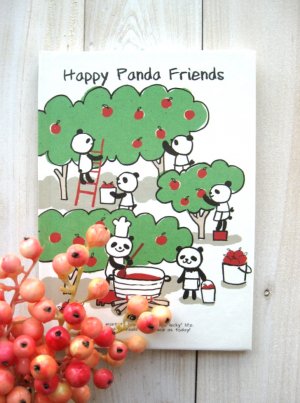 Kawaii Panda Bear Apples Cartoon Artbox SMALL Notebook Journal