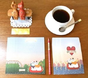 Jetoy Cat Love Hearts Flower Garden Letter Set Letterset