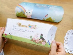 Jetoy Cats Rainbow Cloud Garden Greeting Card Letter Set Gift Box Set