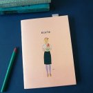 Retro Pink French Girl And Garden Drawf  Notebook Journal